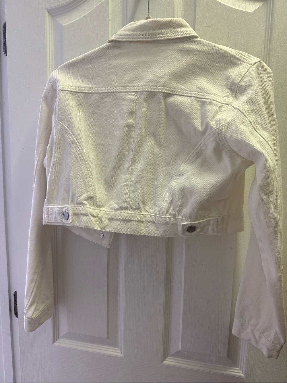 Zeagoo Cropped White Denim Jean Jacket Size Small - Picture 4 of 4